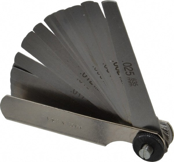 PEC Tools 5026-T 26 Piece, 0.0015 to 0.025" Thick, Tapered Feeler Gage Set