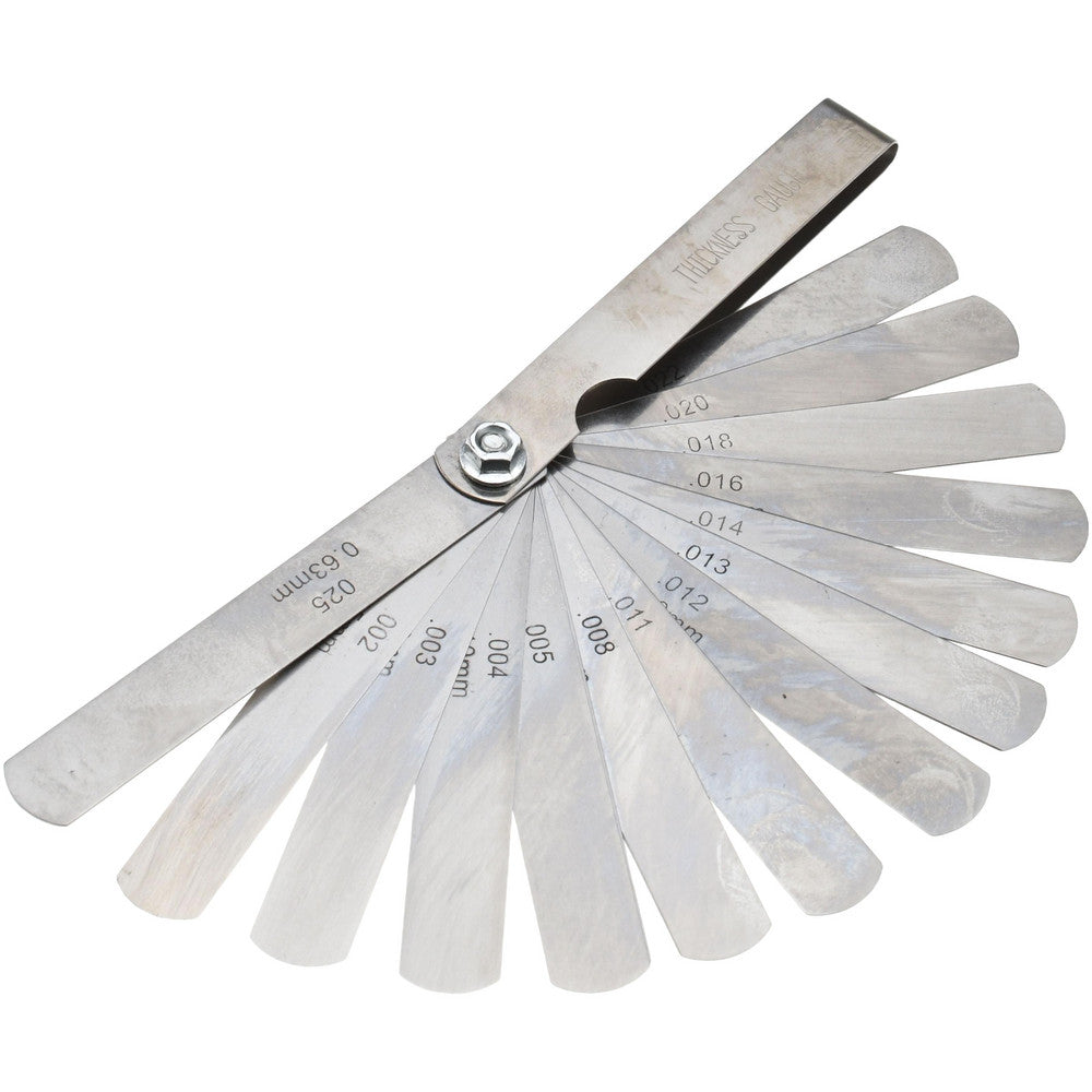 Value Collection 615-7210 15 Piece, 0.002 to 0.025" Thick, Feeler Gage Set