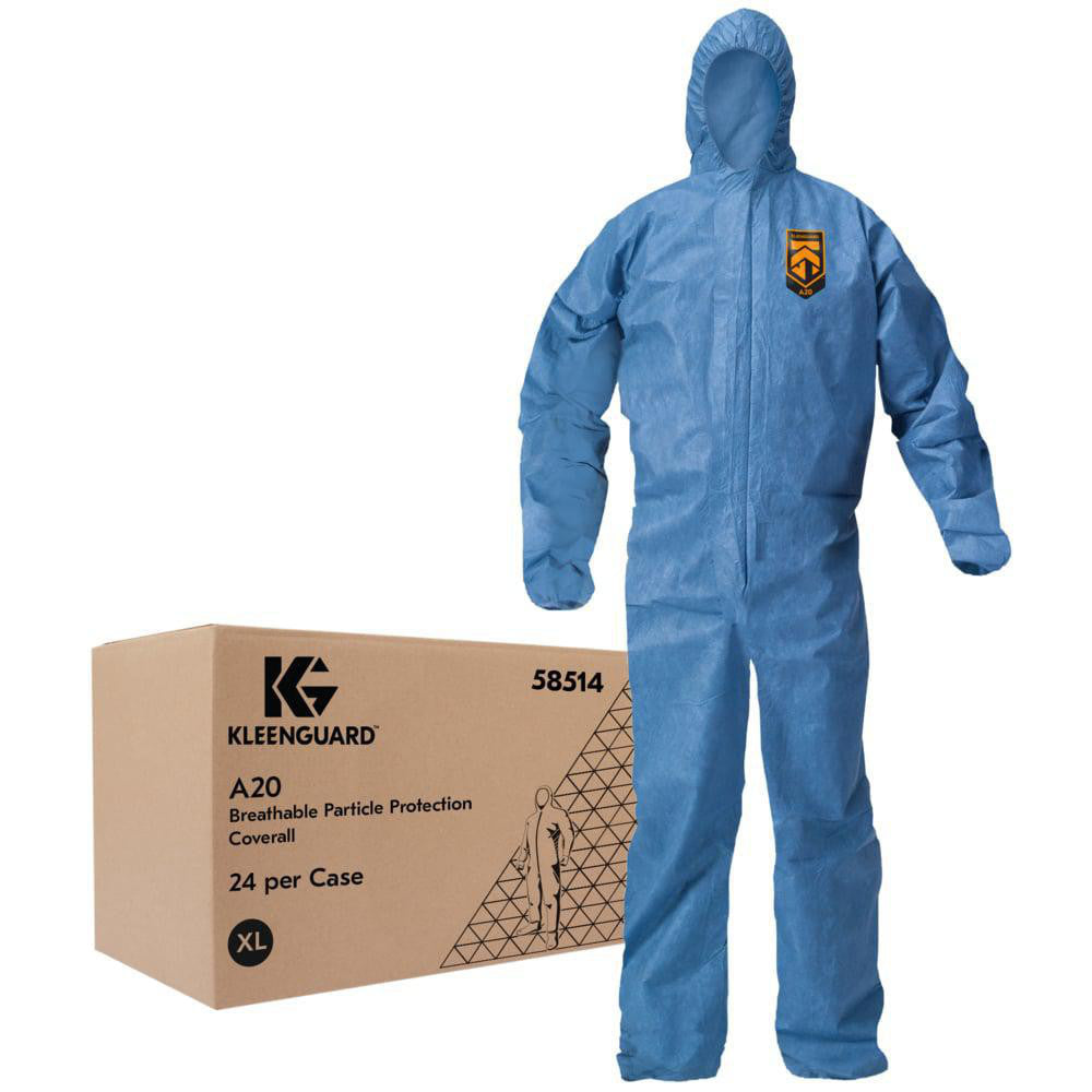 KleenGuard 58514 Disposable Coveralls Size X-Large, SMS, Zipper Closure
