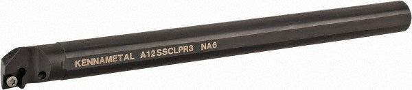 Kennametal 1094677 Indexable Boring Bar A12SCLPR3, 23.62 mm Min Bore Dia, Right Hand Cut, 3/4" Shank Dia, -5 &deg Lead Angle, Steel
