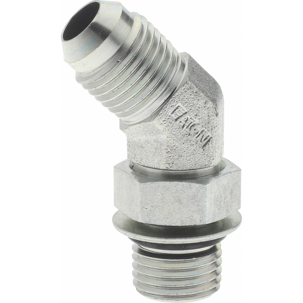 Eaton 2061-6-6S Steel Flared Tube 45 Deg Straight Thread Elbow 3/8" OD, 37 deg Flared Angle