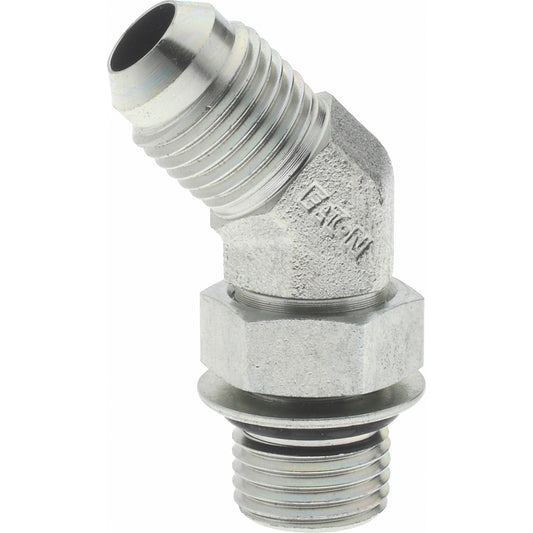 Eaton 2061-6-6S Steel Flared Tube 45 Deg Straight Thread Elbow 3/8" OD, 37 deg Flared Angle