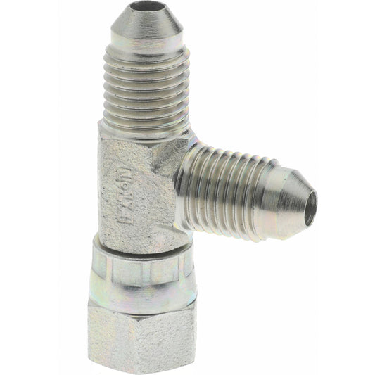 Eaton 203102-4-4S Steel Flared Tube Swivel Nut Run Tee 1/4" OD, 7/16-20 Thread, 37 deg Flared Angle