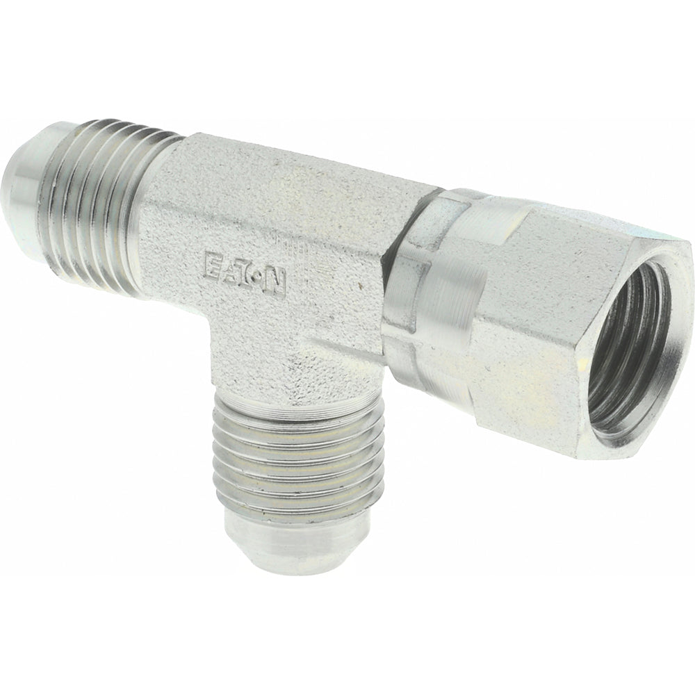 Eaton 203102-6-6S Steel Flared Tube Swivel Nut Run Tee 3/8" OD, 9/16-18 Thread, 37 deg Flared Angle