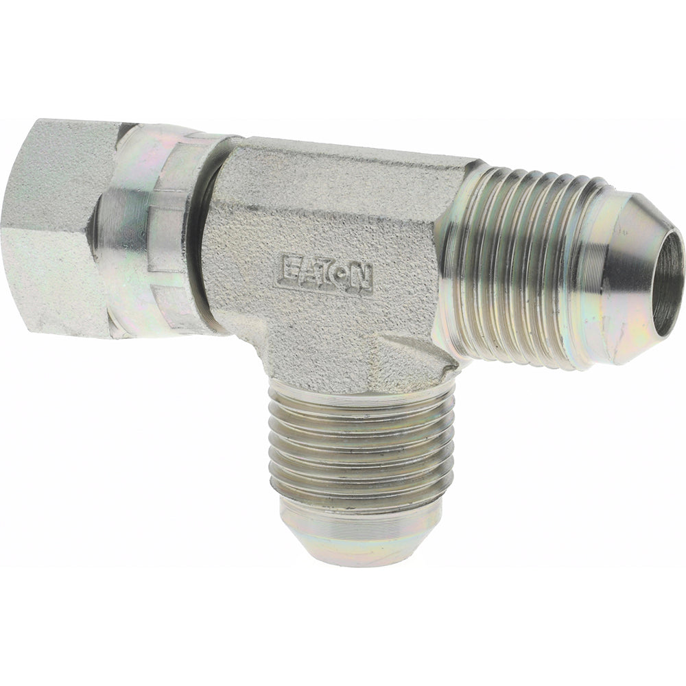 Eaton 203102-8-8S Steel Flared Tube Swivel Nut Run Tee 1/2" OD, 3/4-16 Thread, 37 deg Flared Angle