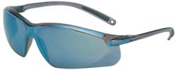 Honeywell A703 Safety Glass Scratch-Resistant, Polycarbonate, Blue Mirror Lenses, Frameless, UV Protection