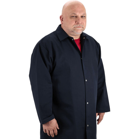 PRO-SAFE PS-553030400048 Smocks & Lab Coats Garment Style Lab Coat Smock  Material Polyester Cotton  Size X-Large  Color Navy Blue  Sleeve Length 24  Closure Type Snaps