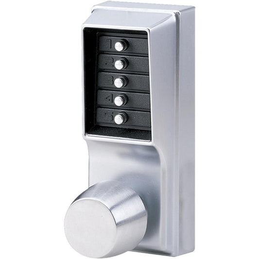 Kaba Access 1011-26D-41 1-3/8 to 2-1/4" Door Thickness, Satin Chrome Pushbutton Knob Lockset