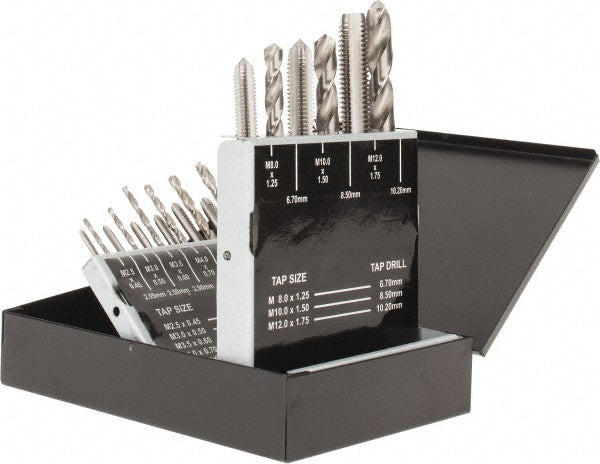 Value Collection 314-9583 Tap & Drill Set M2.5 x 0.45 to M12 x 1.75 Taps, 2.05 to 10.2 mm Drills