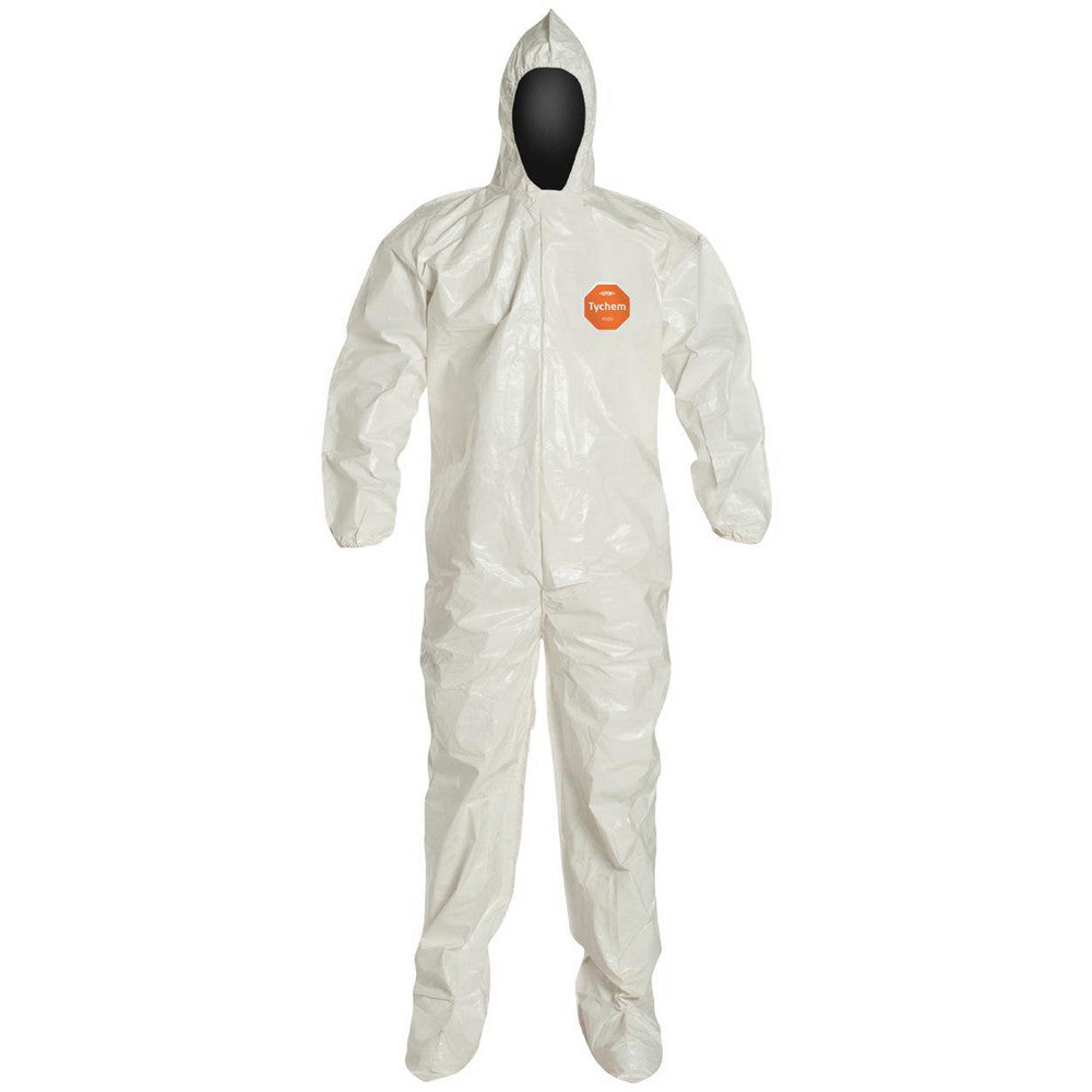 Dupont SL122BWH4X001200 Disposable Coveralls Chemical & Bloodborne Pathogen Protection, Size 4X-Large, 3.6000 oz, Tychem 4000, Stormflaps & Zipper Closure