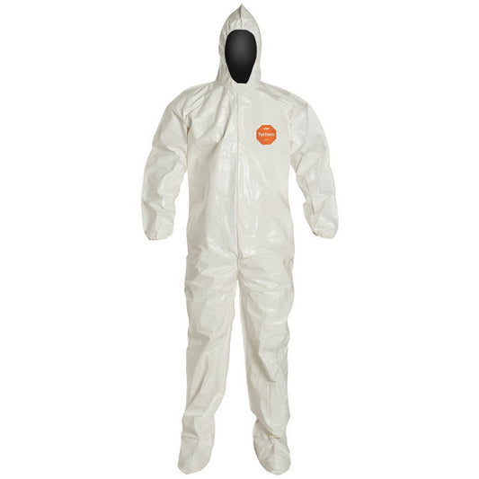 Dupont SL122BWH4X001200 Disposable Coveralls Chemical & Bloodborne Pathogen Protection, Size 4X-Large, 3.6000 oz, Tychem 4000, Stormflaps & Zipper Closure