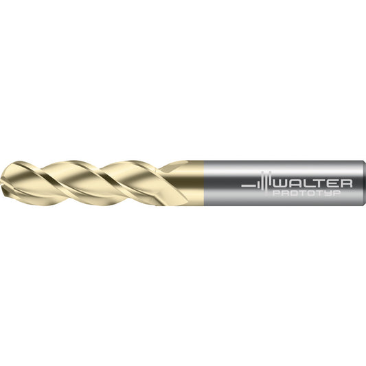 Walter-Prototyp 8418335 Ball End Mill 1/8" Dia, 3/8" LOC, 3 Flute, Solid Carbide