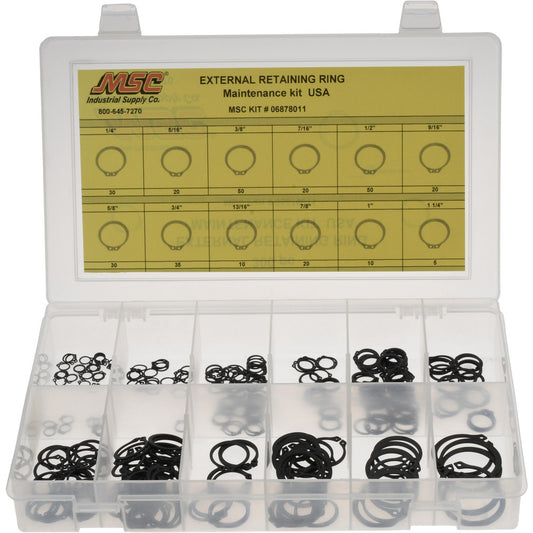 Nova Fasteners Co.Inc. NFC-KIT248 300 Piece, 1/4 to 1-1/4", Steel, Snap External Retaining Ring Assortment