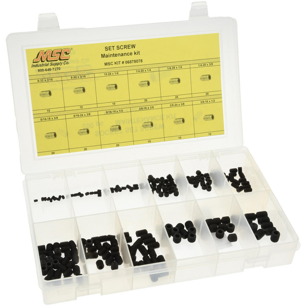 Value Collection NFC-KIT232 200 Piece, #6-32 to 3/8-24, Steel Set Screw Assortment