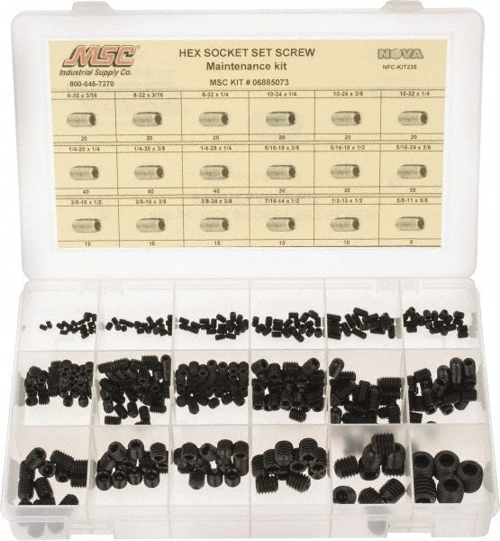 Value Collection NFC-KIT235 400 Piece, #6-32 to 5/8-11, Steel Set Screw Assortment