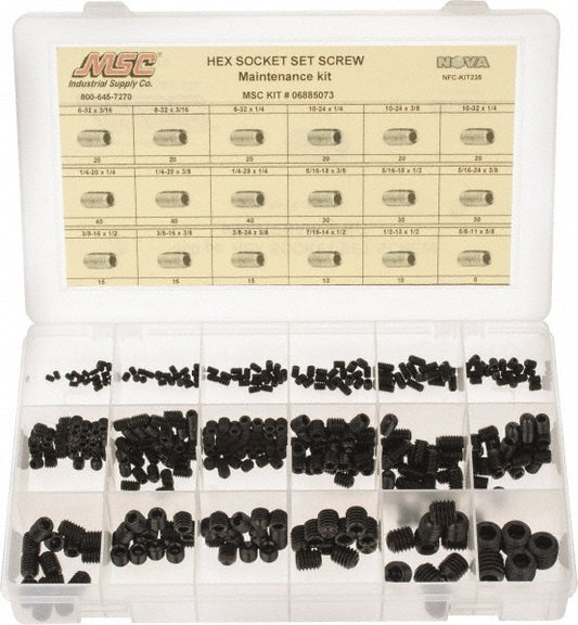 Value Collection NFC-KIT235 400 Piece, #6-32 to 5/8-11, Steel Set Screw Assortment