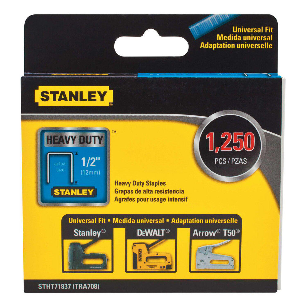 Stanley STHT71837 Staples Staple Type Heavy-Duty Narrow Crown Staple  Crown Width (Decimal Inch) 0.4220  Leg Length (Inch) 1/2  Staple Style Flat  Duty Level Heavy  Material Steel