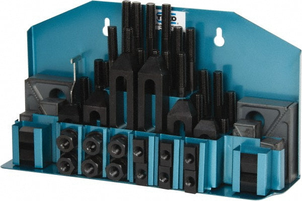 Te-Co Inc 20401 Fixture Clamp Step Block & Clamp Set 52 Pc, 1/2-13 Stud Thread, 9/16" T-Slot, 1" Step Block Width