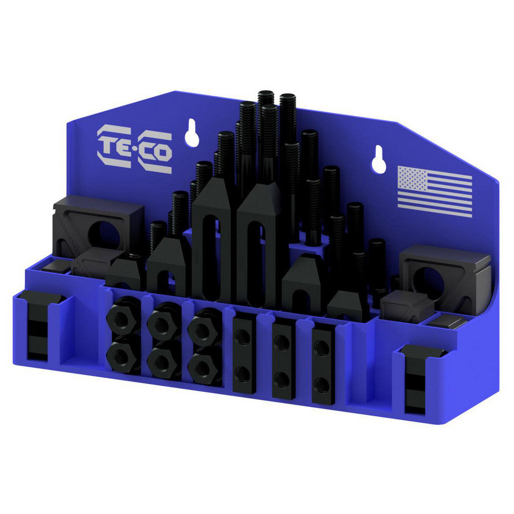 Te-Co Inc 20402PL Fixture Clamp Step Block & Clamp Set 52 Pc, 1/2-13 Stud Thread, 5/8" T-Slot, 1" Step Block Width