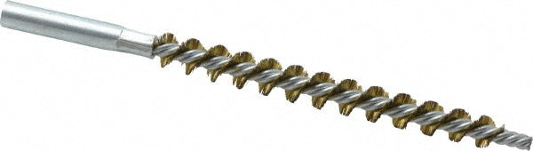 Schaefer Brush 43607 Double Stem/Single Spiral Tube Brush 7/16" Dia, 6-1/4" OAL, Brass Bristles