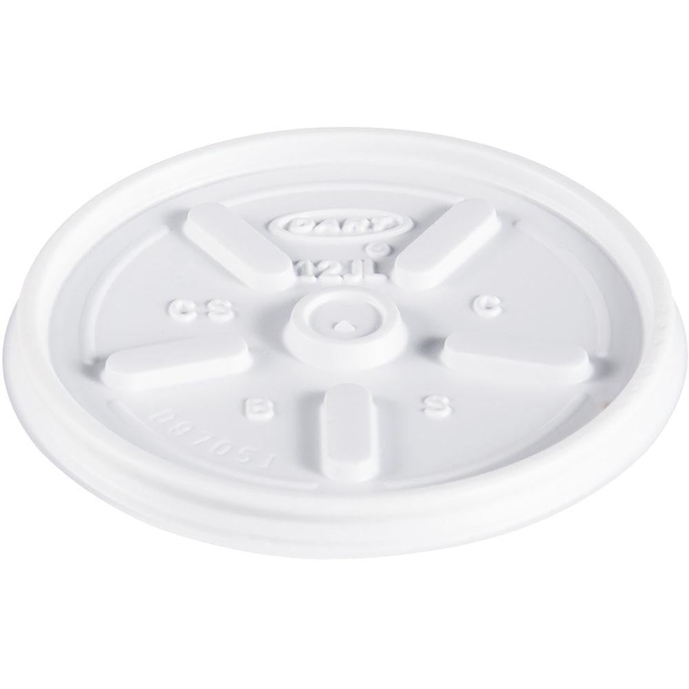 DART DCC12JL Cup Lid Fits 12 oz Hot & Cold Foam Cups, Dome, Polystyrene, 1,000 Pc, White