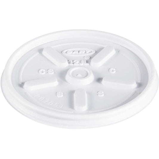 DART DCC12JL Cup Lid Fits 12 oz Hot & Cold Foam Cups, Dome, Polystyrene, 1,000 Pc, White