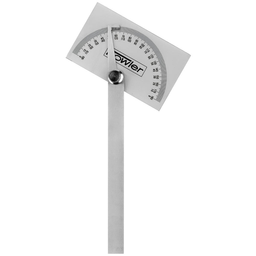 Fowler 52-450-010-0 Bevel Protractors Protractor Style Angle  Minimum Angle Measurement 0  Maximum Angle Measurement 180  Head Shape Rectangular  Material Stainless Steel  Mount Type Screw