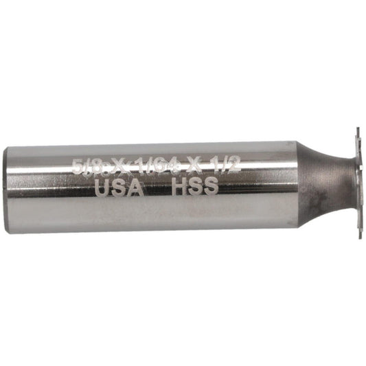 MOON CUTTERS CO. NWKY62-164 Woodruff Keyseat Cutter 5/8" Cut Dia, 1/64" Cut Width, 1/2" Shank Dia, Straight Tooth
