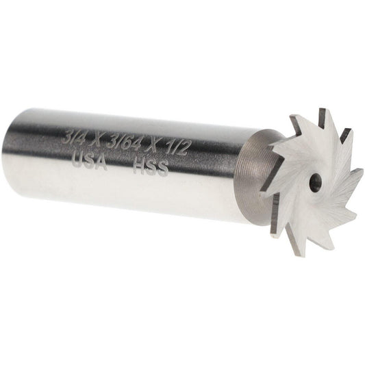 MOON CUTTERS CO. NWKY75-364 Woodruff Keyseat Cutter 0.75" Cut Dia, 0.0469" Cut Width, 1/2" Shank Dia, Straight Tooth