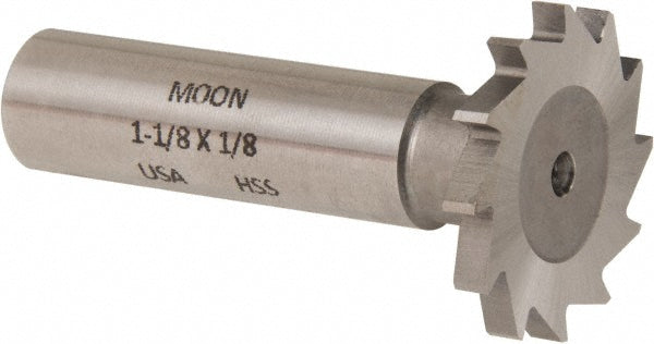 MOON CUTTERS CO. NWKY11-18 Woodruff Keyseat Cutter 1.125" Cut Dia, 0.125" Cut Width, 1/2" Shank Dia, Straight Tooth
