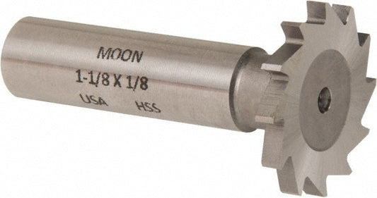 MOON CUTTERS CO. NWKY11-18 Woodruff Keyseat Cutter 1.125" Cut Dia, 0.125" Cut Width, 1/2" Shank Dia, Straight Tooth