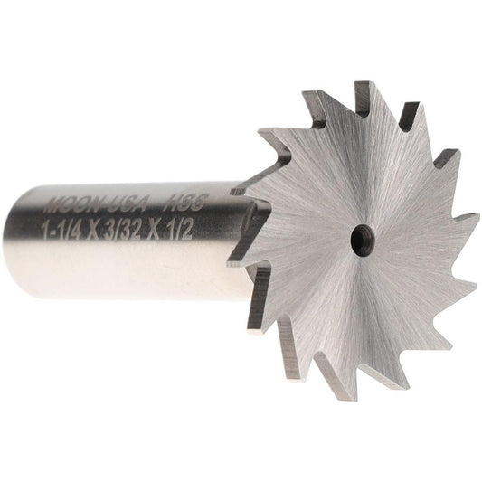 Moon Cutters Co. NWKY12-332 Woodruff Keyseat Cutter 1.25" Cut Dia, 0.0938" Cut Width, 1/2" Shank Dia, Straight Tooth