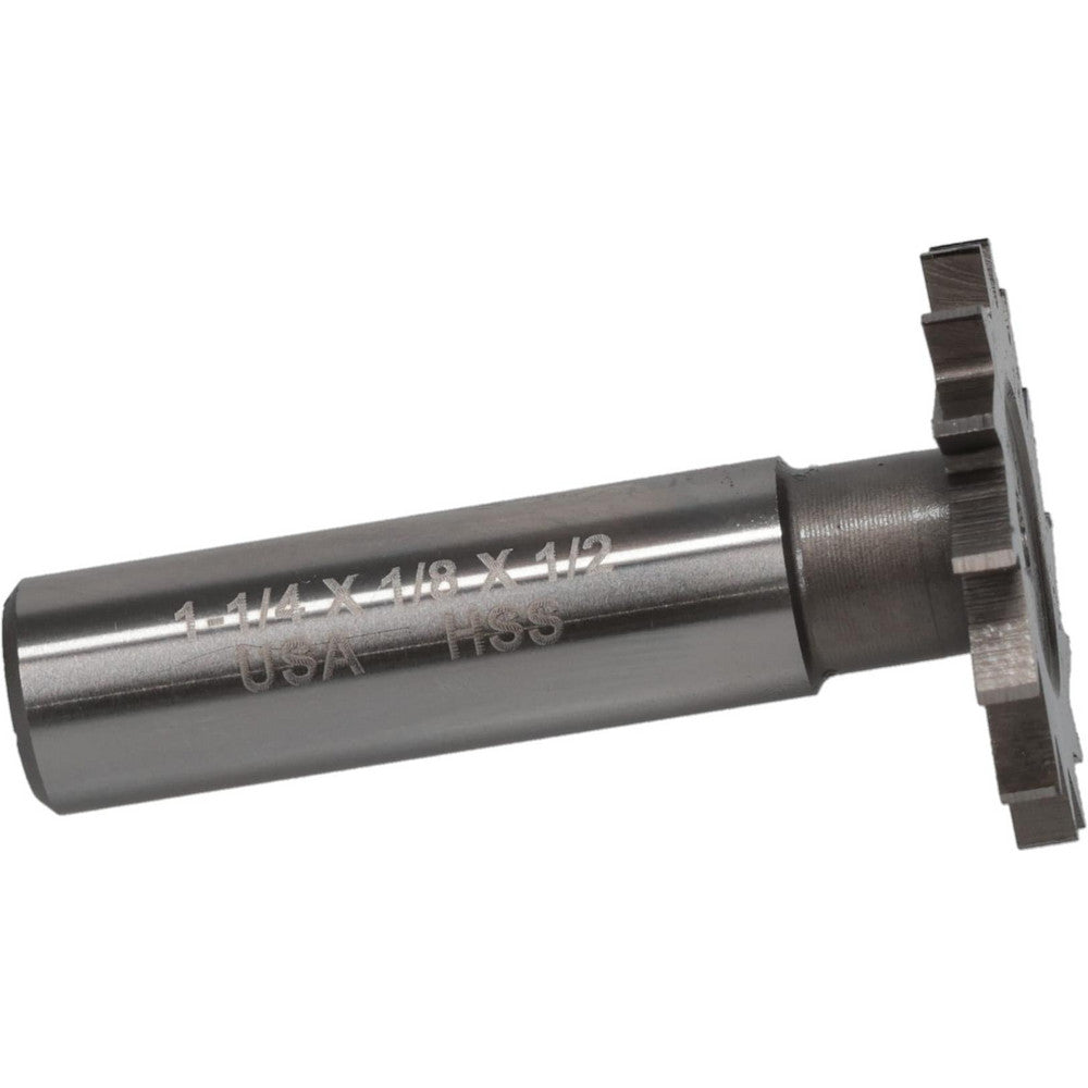 MOON CUTTERS CO. NWKY12-18 Woodruff Keyseat Cutter 1.25" Cut Dia, 0.125" Cut Width, 1/2" Shank Dia, Straight Tooth