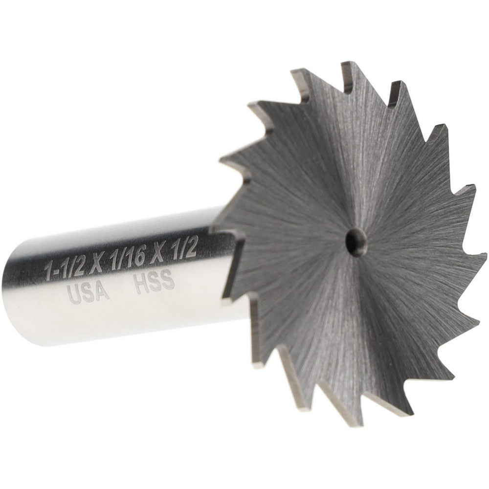 MOON CUTTERS CO. NWKY15-116 Woodruff Keyseat Cutter 1.5" Cut Dia, 0.0625" Cut Width, 1/2" Shank Dia, Straight Tooth