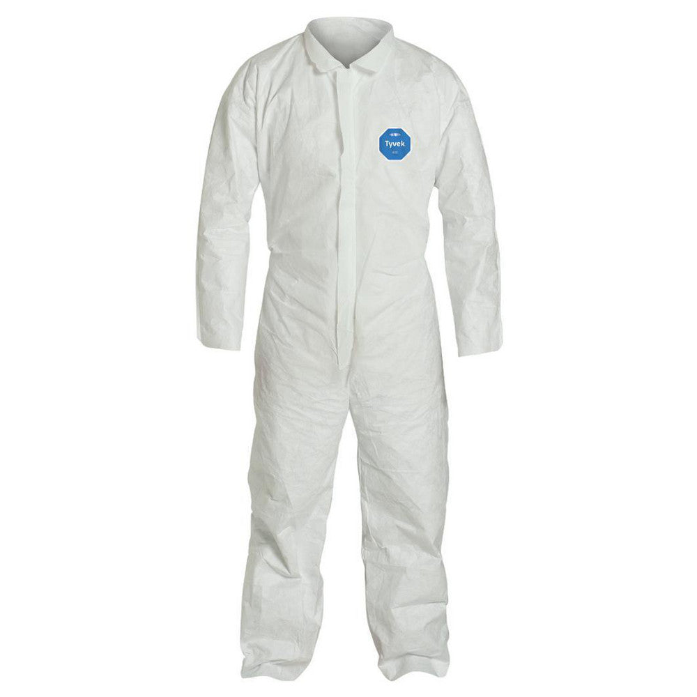 Dupont TY120SWHMD0025NF Disposable Coveralls Particle Protection Protection, Size Medium, 1.2000 oz, Tyvek 400, Zipper & Stormflaps Closure