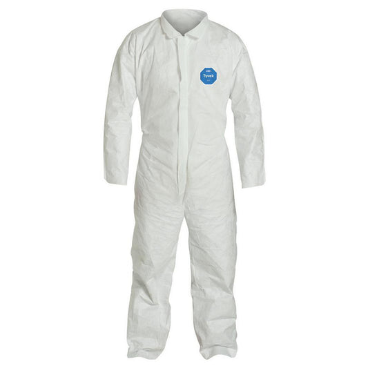 Dupont TY120SWH4X002500 Disposable Coveralls Particle Protection Protection, Size 4X-Large, 1.2000 oz, Tyvek 400, Zipper & Stormflaps Closure