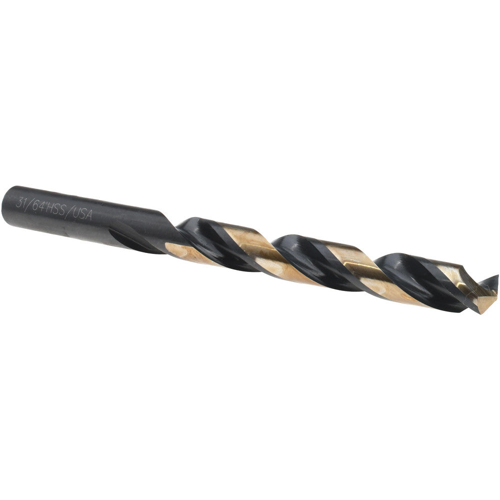 Titan USA CD44531 Jobber Drill 31/64" Dia, 135 deg Point, High Speed Steel
