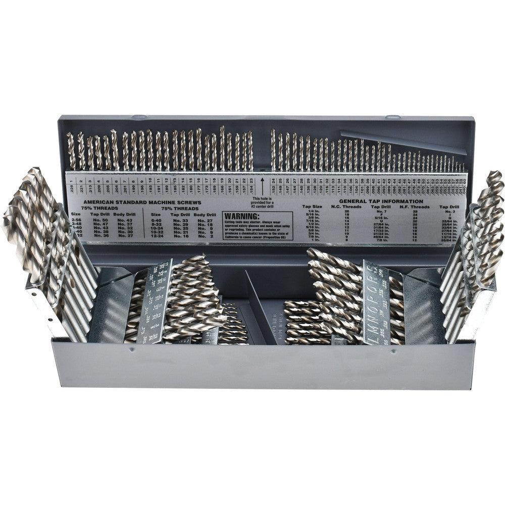 Titan USA MS99044 Drill Bit Set  Jobber Length Drill Bits,  115 Pc,  0.0400" to  0.5000" Drill Bit Size,  118 deg, High-Speed Steel