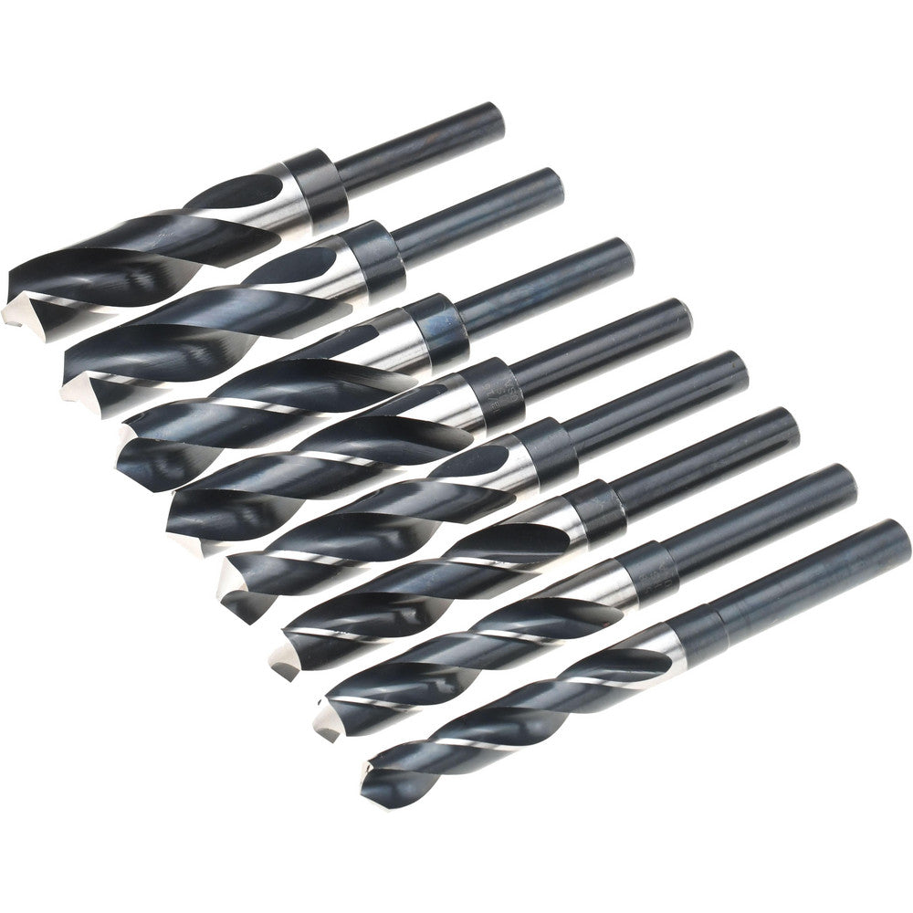 Titan USA MS99302 Drill Bit Set Reduced Shank Drill Bits, 8 Pc, 0.5625" to 1" Drill Bit Size, 118 &deg, High Speed Steel