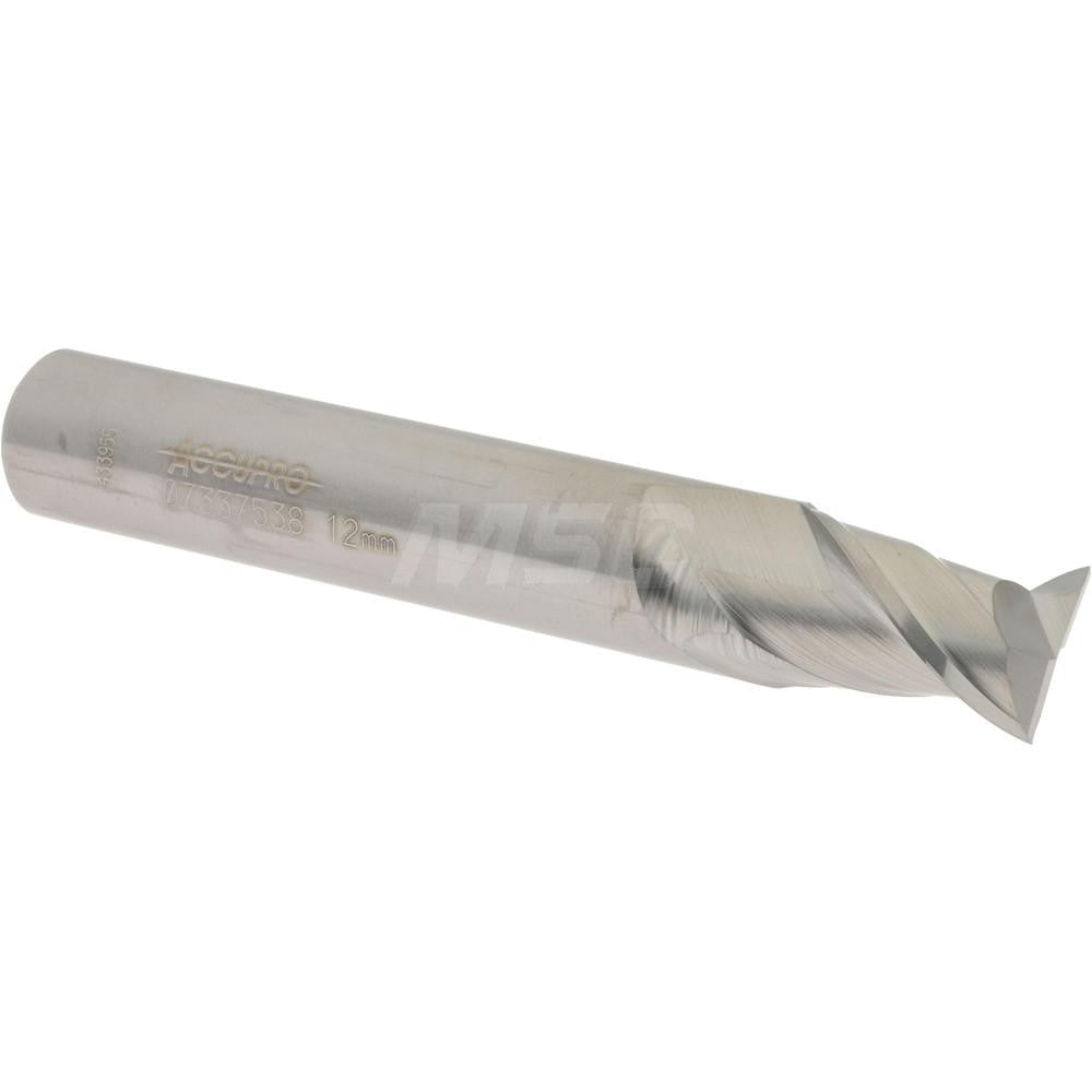 Accupro 07337538 Square End Mill 0.4724'' Dia, 0.6299'' LOC, 2 Flutes, Solid Carbide