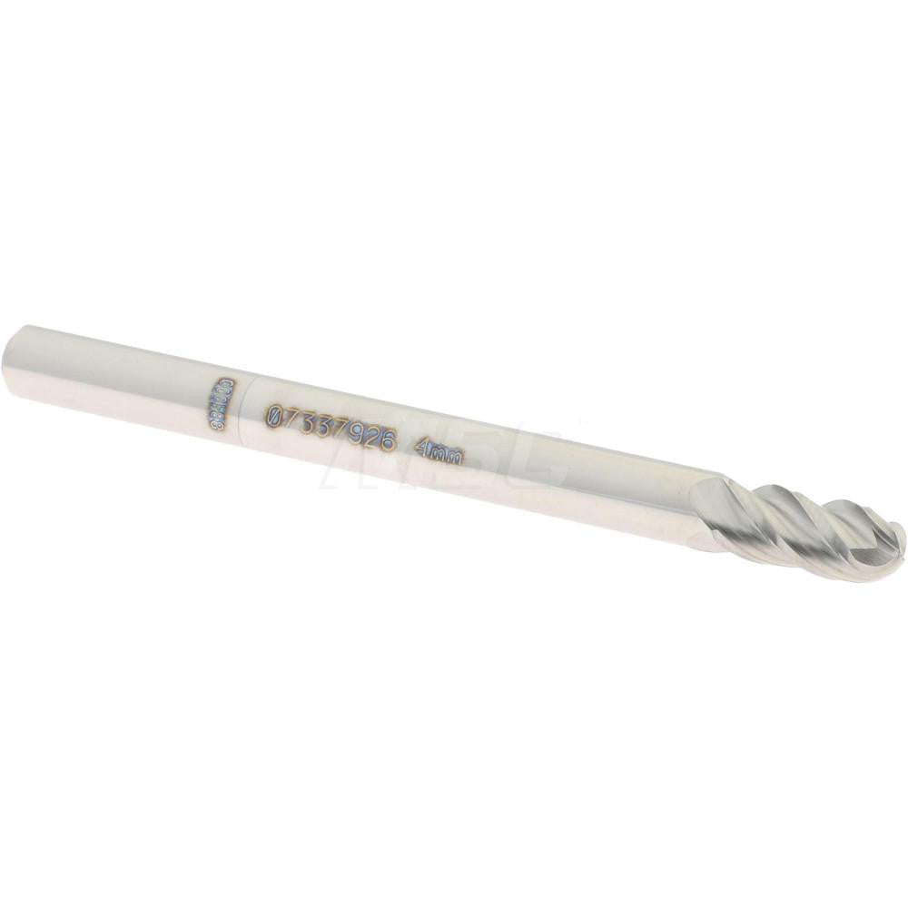 Accupro 07337926 Ball End Mill 0.1575" Dia, 0.315" LOC, 4 Flute, Solid Carbide