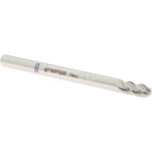 Accupro 07337926 Ball End Mill 0.1575" Dia, 0.315" LOC, 4 Flute, Solid Carbide