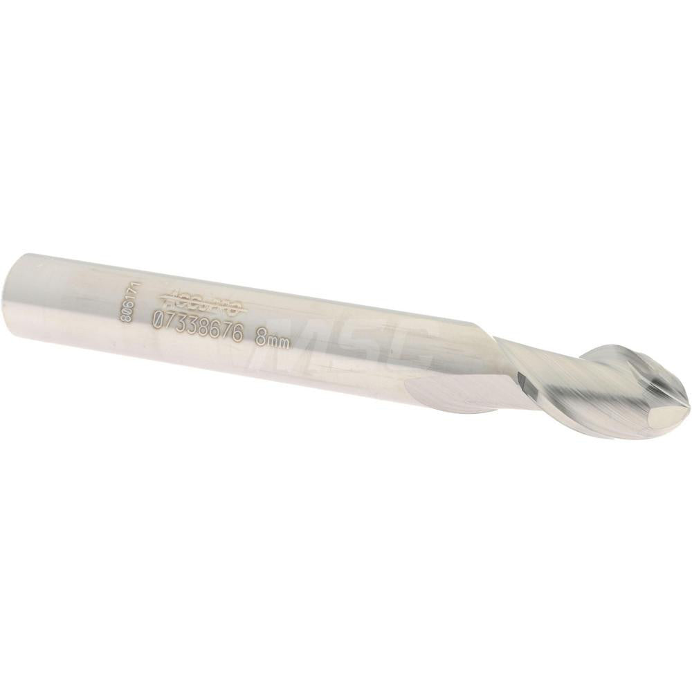 Accupro 07338676 Ball End Mill 0.315" Dia, 0.4724" LOC, 2 Flute, Solid Carbide