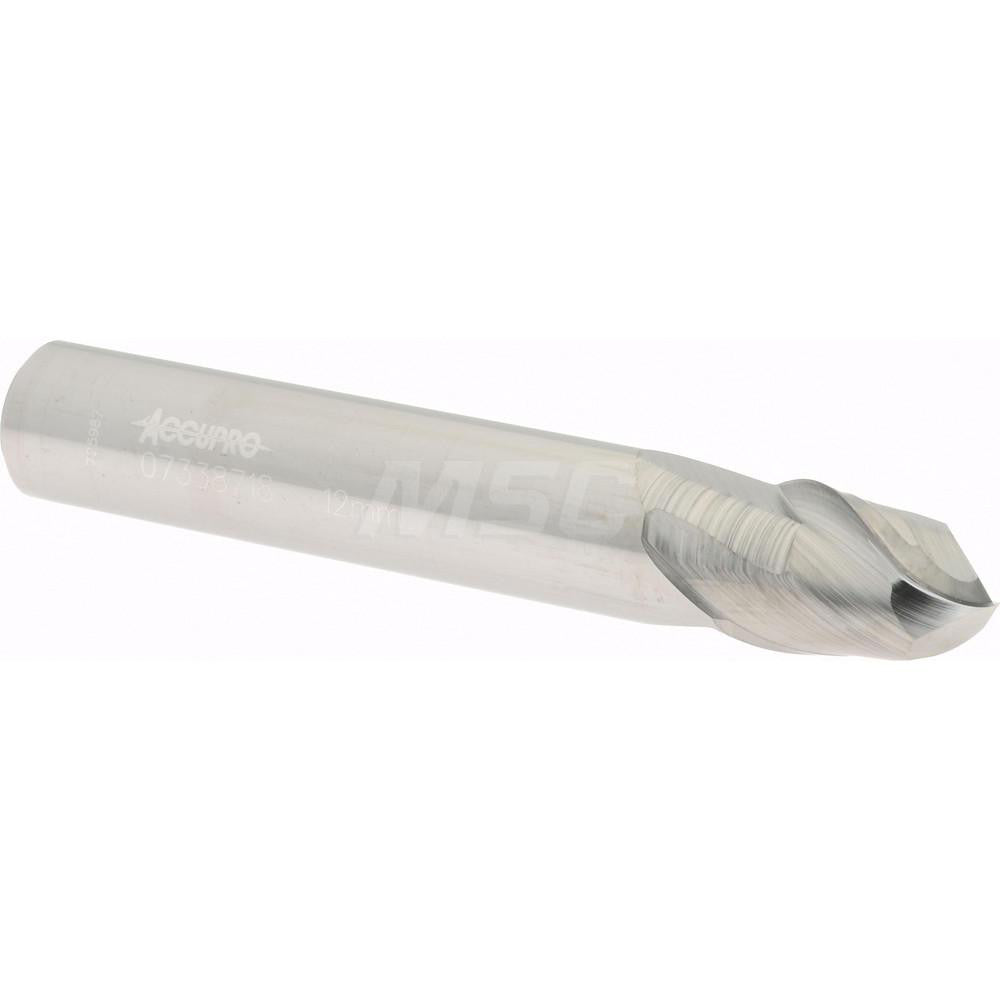 Accupro 07338718 Ball End Mill 0.4724" Dia, 0.6299" LOC, 2 Flute, Solid Carbide