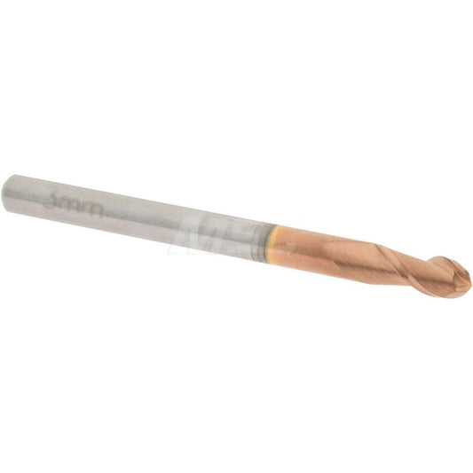 Accupro 07338767 Ball End Mill 0.118" Dia, 0.2362" LOC, 2 Flute, Solid Carbide
