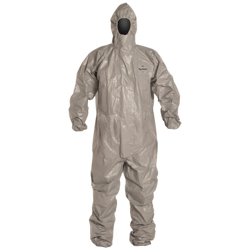Dupont TF145TGY3X000600 Disposable Coveralls Chemical, Liquid & Splash Protection, Size 3X-Large, 3.5000 oz, Tychem 6000, Storm Flap w/Double Zipper Closure