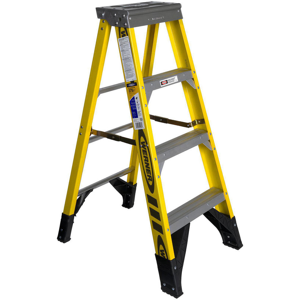 Werner 7304 3 Step Fiberglass Foldable Step Ladder Type IAA 375 lb Capacity 4' Height