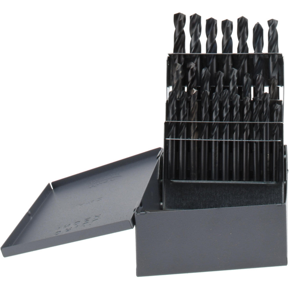 Hertel 607L Drill Bit Set Screw Machine Length Drill Bits, 26 Pc, 135 &deg, High Speed Steel