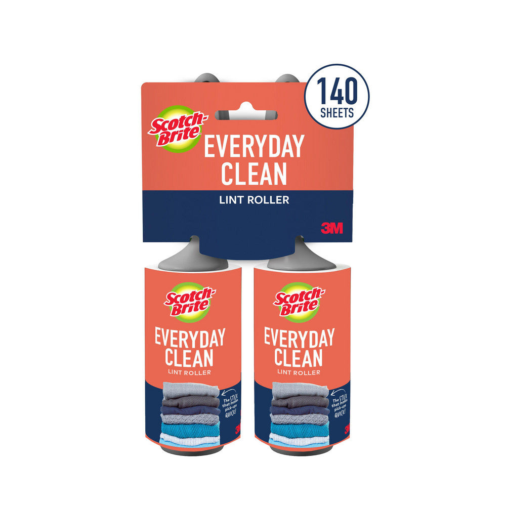 Scotch-Brite 7100278673 Scotch-Brite™ Everyday Clean Lint Roller 836RS-70TP, 4.0 in x 35.2 ft, 2/pack, 4 packs/case, 8 total/case