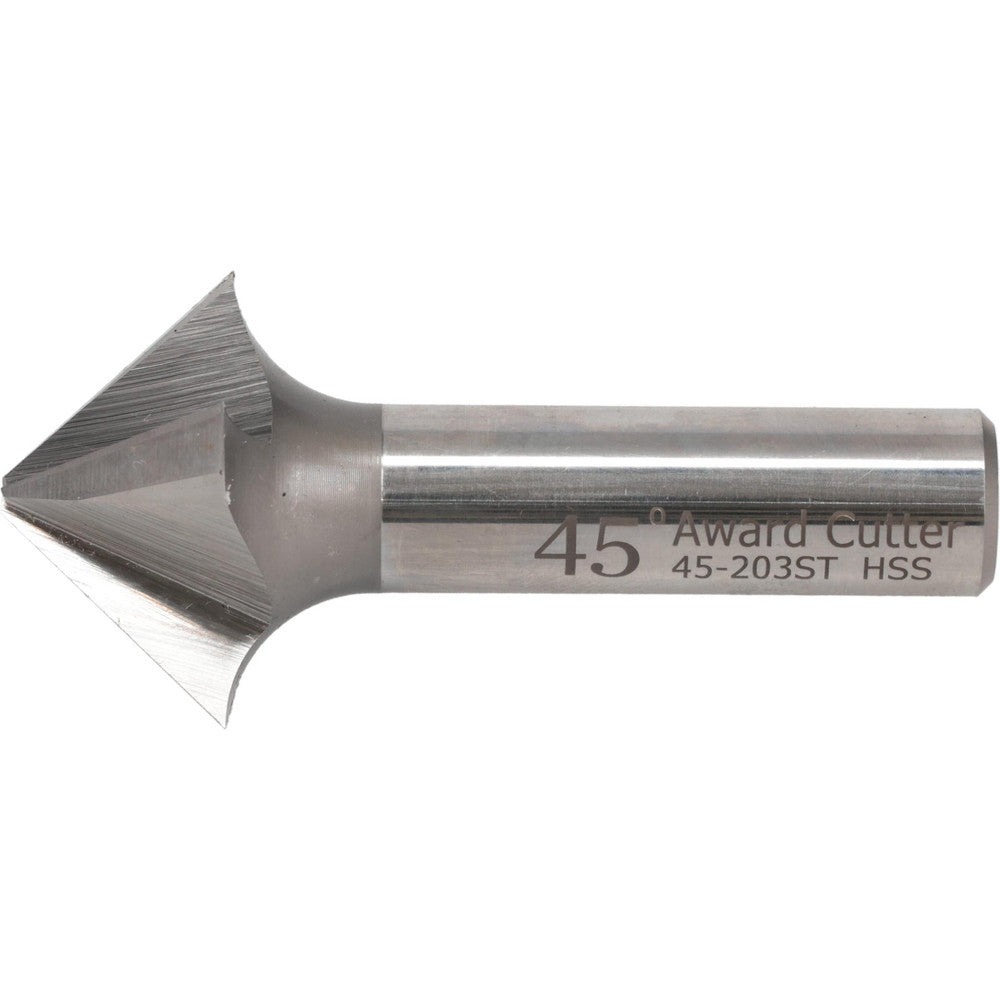 AWARD CUTTER CO., INC. 45-203ST Tapered End Mill 45 deg Angle per Side, 1/8" Small Dia, 3/4" LOC, 4 Flute, High Speed Steel, Square End
